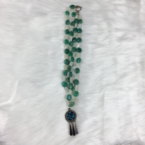 Vintage Alpaca Mexico & Stone Necklace - Picture 2 of 6